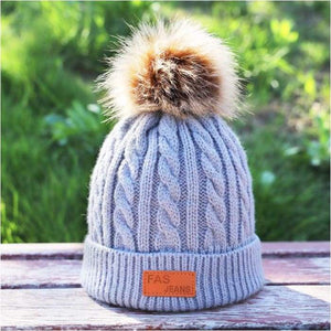 Children's winter knitted hats heavy knit with or without bobble great choice of colours-J and p hats -