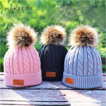 Load image into Gallery viewer, Children&#39;s winter knitted hats heavy knit with or without bobble great choice of colours-J and p hats -