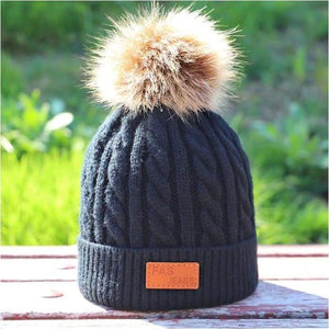 Children's winter knitted hats heavy knit with or without bobble great choice of colours-J and p hats -