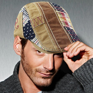 Flat Cap for Men - mens Patchwork Flat Cap