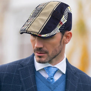 Flat Cap for Men - mens Patchwork Flat Cap