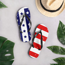 Load image into Gallery viewer, Flip-Flops stars and Stripes pattern custom made flip flops| J and p hats 