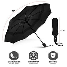 Load image into Gallery viewer, Umbrella Windproof Repel Double Vented Travel Umbrella with Teflon Coating (Black) - J and p hats Umbrella Windproof Repel Double Vented Travel Umbrella with Teflon Coating (Black)