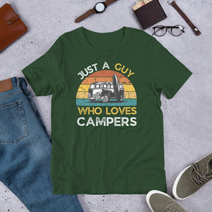 Just A Guy Who Loves Campers T shirt - J and P Hats 