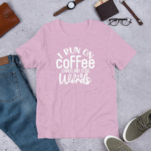 Load image into Gallery viewer, i run on coffee and cuss words Shirt | j and p hats 