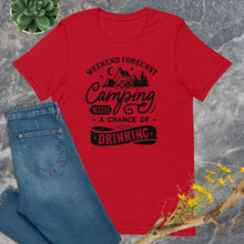 Load image into Gallery viewer, Camping fan t shirt, fun camping t shirt logo | j and p hats